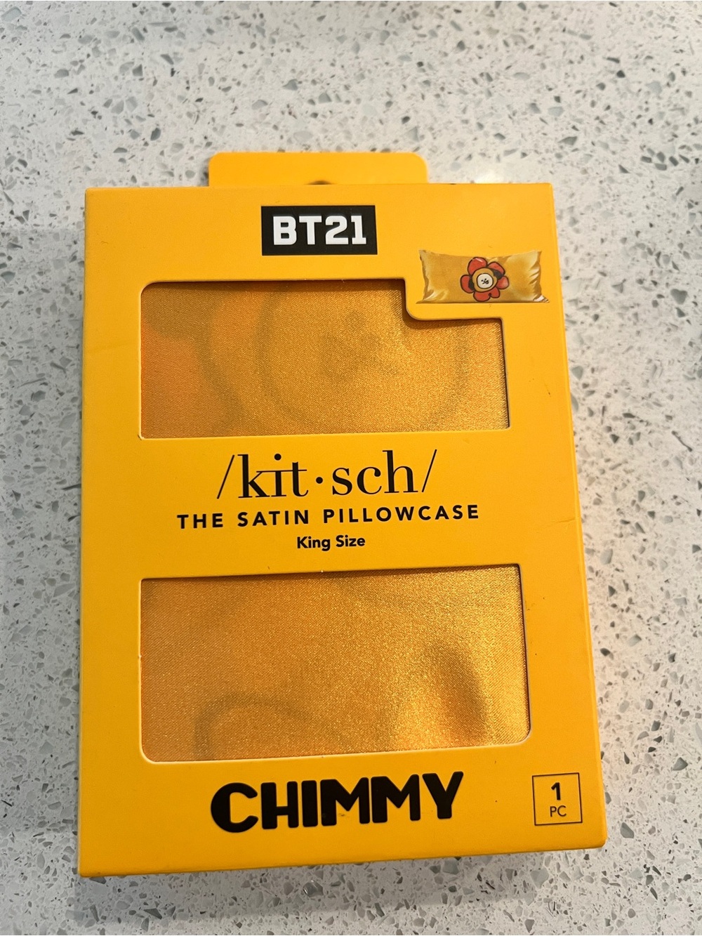 Kitsch Satin Pillowcase King Size - Yellow/Gold (Chimmy BT21)